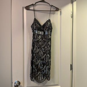 Silver Sparkly Sequin Mini Dress